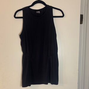 Athleta Black Sleeveless Crewneck Tank With Gathered Waist
